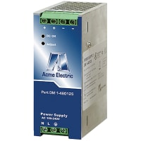 Acme Electric Corporation Power Supply, AC-DC, 48V, 1.15A, 90-264V In, Enclosed, DIN Rail, PFC, 55W, DM Series