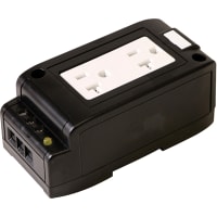 Acme Electric Corporation Duplex Outlet, 15A, 120VAC, GFI, DIN Mount, Finger-Safe, Black, PVC, 5.32x2.95x2.56 In