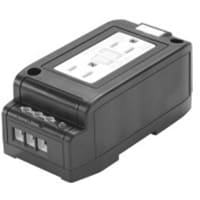 Acme Electric Corporation Duplex Outlet, 15A, 120VAC, DIN Mount, Finger-Safe, Black, PVC, 5.32x2.95x2.56 In