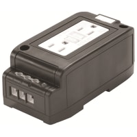 Acme Electric Corporation Duplex Outlet, 15A, 120VAC, GFI, DIN Mount, Finger-Safe, Black, PVC, 5.32x2.95x2.56 In