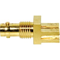 Bomar Interconnect Products Conn, RF, BNC, Straight, PCB Jack, EdgeMount, 75Ohms, Body:Brass/Gold, Cnt:BE/Gold