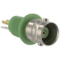 Bomar Interconnect Products Connector, RF, BNC, Panel Jack, Isolated, Green Bushing, Ni/Brass, Phos./Gold