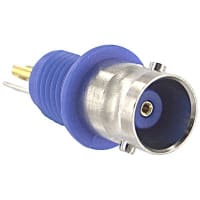 Bomar Interconnect Products Connector, RF, BNC, Panel Jack, Isolated, Blue Bushing, Ni/Brass, Phos./Gold