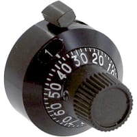 Bourns Dial, Turns-Counting, Analog, 15 Turns, 50per Turn, Shaft Dia 0.25in, H22 Series