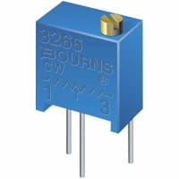 Bourns Trimmer, Cermet, Rest 10 Kilohms, PCB, Pwr-Rtg 0.25W, Dim 0.264InLx0.177InWx0.285InH