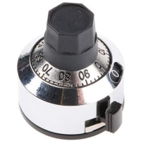 Bourns Dial, Turns-Counting, Analog, 15 Turns, 50per Turn, Shaft Dia 0.124in, Polished Chrom