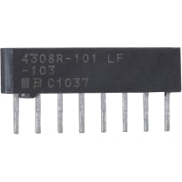 Bourns Resistor, Ntwrk, 10 K Ohms, Bussed, Novolac Epoxy, Mld SIP, 1W, 2%, 100V, 8Pin