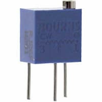 Bourns Trimmer, Cermet, Rest 500 Ohms, PCB, Pwr-Rtg 0.25W, Dim 0.25InLx0.17InWx0.25InH