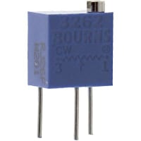 Bourns Trimmer, Cermet, Rest 200 Ohms, PCB, Pwr-Rtg 0.25W, Dim 0.25InLx0.17InWx0.25InH