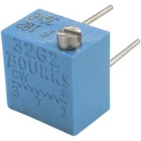 Bourns Trimmer, Cermet, Rest 100 Ohms, PCB, Pwr-Rtg 0.25W, Dim 0.25InLx0.17InWx0.25InH