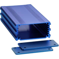 Box Enclosures ALUMINUM ENCLOSURE, 2 PLATES, 8 SCREWS, BLUE ANODIZED, 1.188 H X 2.5 W X 4.72 L