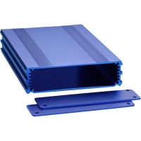 Box Enclosures ENCLOSURE, ALUMINUM, 2 PLATES, 8 SCREWS, BLUE ANODIZED, 1.37HX5.25WX6.30D IN