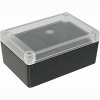 Box Enclosures Enclosure;NEMA4;Polycarbonate;Flame Retard;Black/Clear Cover;4.92x3.35x2.16in