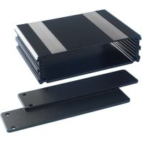 Box Enclosures ENCLOSURE, ALUMINUM, 2 PLATES, 8 SCREWS, BLACK ANODIZED, 1.37HX5.25WX3.15D IN