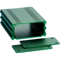 Box Enclosures ALUMINUM ENCLOSURE, 2 PLATES, 8 SCREWS, GREEN ANODIZED, 1.18 H X 2.5 W X 3.15 L