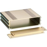 Box Enclosures ALUM ENCLOSURE, 2 PLATES, 8 SCREWS, GOLD ANODIZED, 1.18 H X 4.27 W X 3.15 D