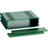 Box Enclosures ALUM ENCLOSURE, 2 PLATES, 8 SCREWS, GREEN ANODIZED, 1.18 H X 4.27 W X 3.15 D