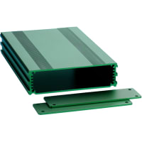 Box Enclosures ALUM ENCLOSURE, 2 PLATES, 8 SCREWS, GREEN ANODIZED, 1.18 H X 4.27 W X 6.30 D