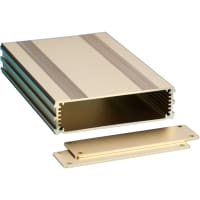 Box Enclosures ALUM ENCLOSURE, 2 PLATES, 8 SCREWS, GOLD ANODIZED, 1.18 H X 4.27 W X 6.30 D