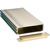 Box Enclosures ALUM ENCLOSURE, 2 PLATES, 8 SCREWS, GOLD ANODIZED, 1.18 H X 4.27 W X 8.66 D