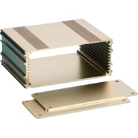 Box Enclosures ALUM ENCLOSURE, 2 PLATES, 8 SCREWS, GOLD ANODIZED, 1.77 H X 4.27 W X 3.15 L