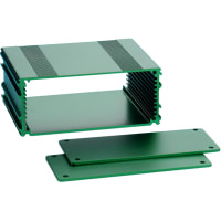 Box Enclosures ALUM ENCLOSURE, 2 PLATES, 8 SCREWS, GREEN ANODIZED, 1.77 H X 4.27 W X 3.15 L