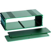 Box Enclosures ALUM ENCLOSURE, 2 PLATES, 10 SCREWS, GREEN ANODIZED, 2.11 H X 6.68 W X 3.15 L