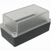 Box Enclosures Enclosure;NEMA4;Polycarbonate;Flame Retard;Black/Clear Cover;6.5x3.35x3.35in