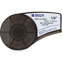 Brady Vinyl Indoor/Outdoor Label Cartridge, 1/4", Black on White