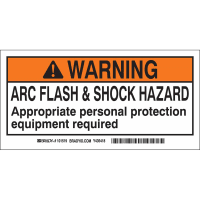 Brady WARNING Arc Flash And Shock Hazard Labels, 2 in H x 4 in W