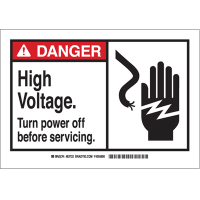 Brady Safety Sign, Danger, Black/Red on White, 3.5 In H x 5 In W, Polyester