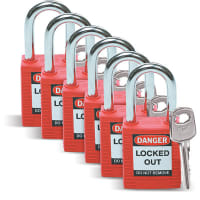 Brady Nylon Padlocks, Anti Spark, Red, For Lockout Device, Lockout Series