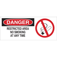 Brady Safety Sign, Danger, Black/Red on White, 7 In H x 17 In W, Fiberglass