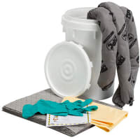 Brady ALLWIK Universal Portable Spill Kit, 18in H x 14in Dia, 9 gal, Polyethylene, White