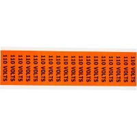 Brady Label, 110V, .5" x 2.25" W, Black on Orange