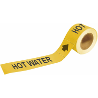 Brady Piper Marker, "Hot Water", Plastic, 2"W x 12"L, Black on Yellow