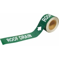 Brady Piper Marker, "Roof Drain", Plastic, 2"W x 12"L, White on Green