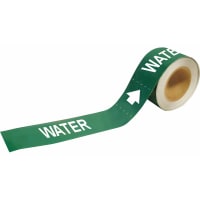 Brady Piper Marker, "Water", Plastic, 2"W x 12"L, White on Green