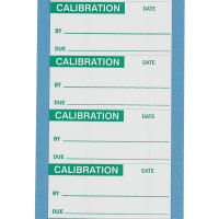 Brady Calibration Labels 1 in H x 2.25 in W Cloth Green on White 25 Cards/Pk