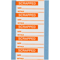 Brady Write-on Labels, "Scrapped", .625"H x 1.5"W, Orange on White