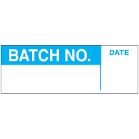 Brady Write-on Labels, "Batch No.", .625"H x 1.5"W, Blue on White