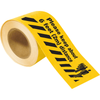 Brady Please Keep About 6 Feet Distance FloorTape, 4" x 100'L