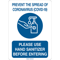 Brady Please Use Hand Sanitizer Before Entering COVID-19 Sign, 10"x7