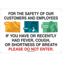 Brady Sick-Do Not Enter, Covid 19 Symptoms, 10"X 14", Polyester