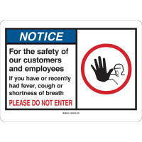 Brady Do Not Enter if You Have COVID-19 Symptoms Sign, 10"x14", Polystyrene