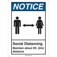 Brady Social Distancing 6 Feet Distance Sign, 10" x 14", Polystyrene