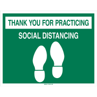 Brady Thank You For Practicing Social Distancing Floor Sign, 14" x 18