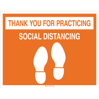 Brady Thank You For Practicing Social Distancing Floor Sign, 14" x 18