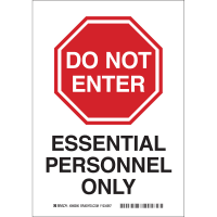 Brady Essential Personnel Only Sign Polyesterw/Overlaminate 10"H x 7"W Red/White