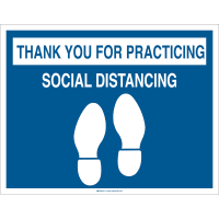 Brady Thank You For Social Distancing (COVID-19) Vinyl Floor Sign, 14"H x 18"W, BL